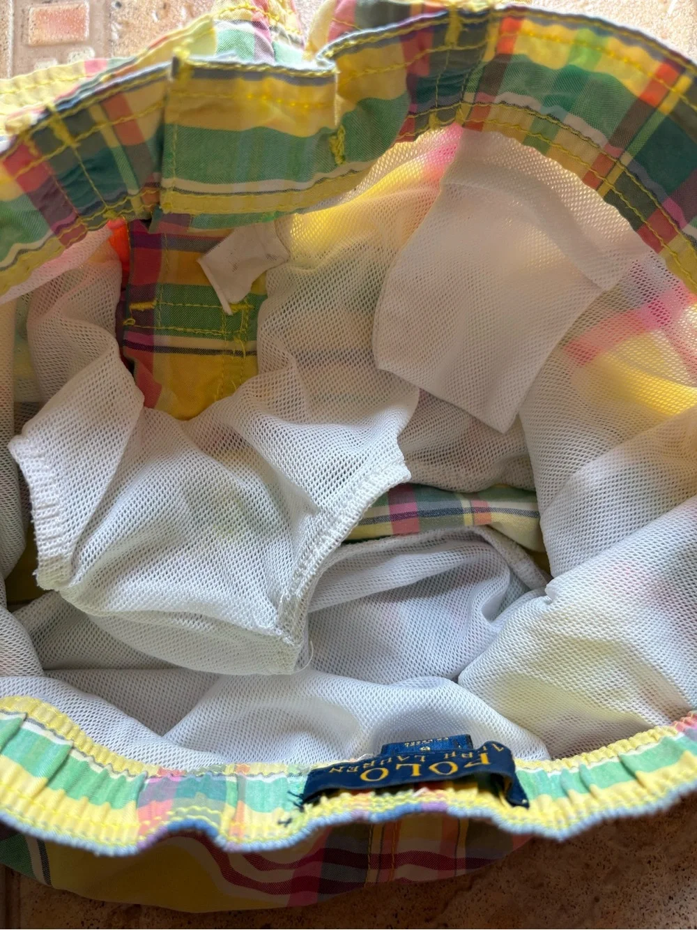 Polo Ralph Lauren Boys Yellow Plaid Swim Trunks Boys 6